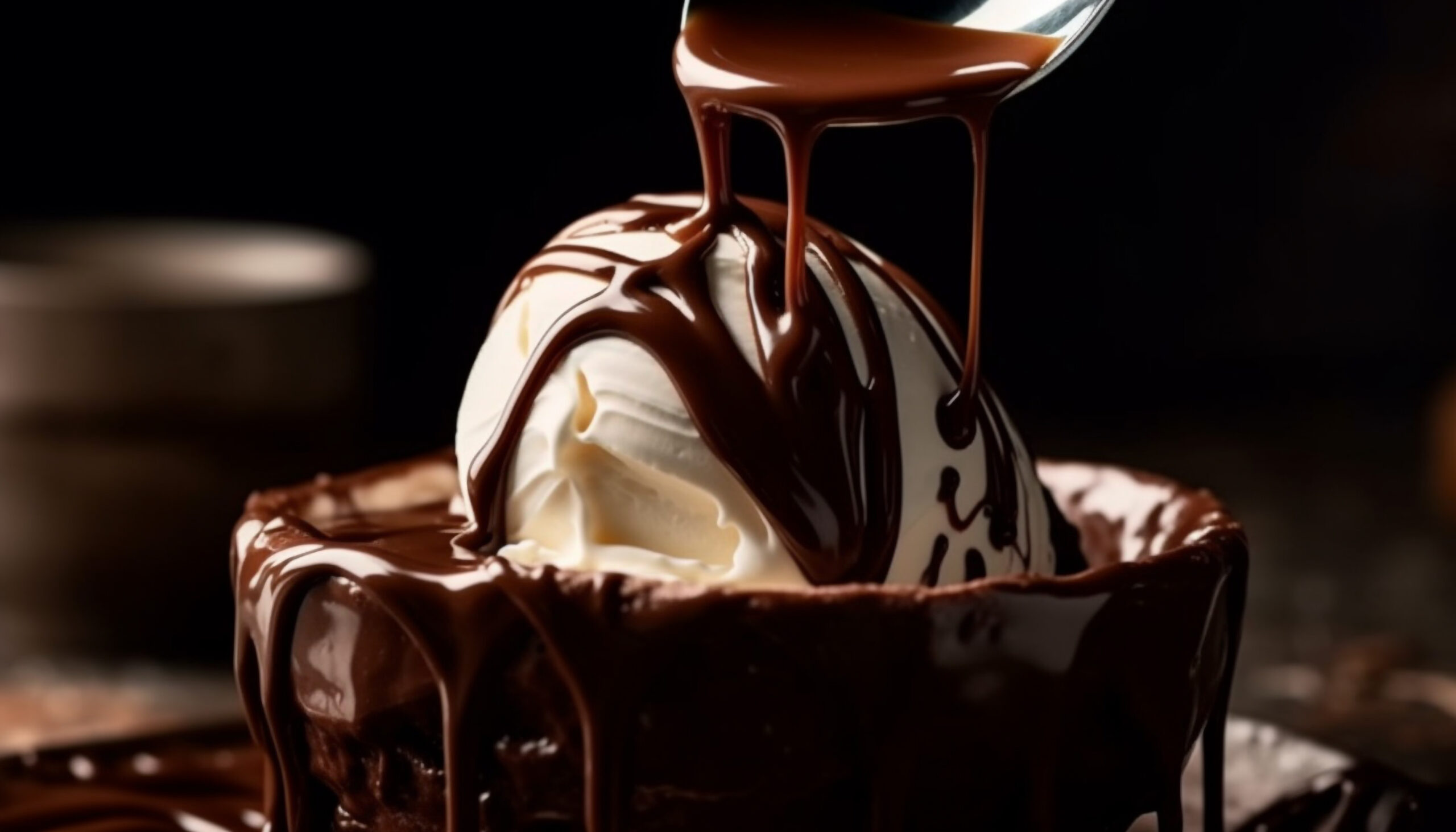indulgent dessert dark chocolate fudge with strawberries generated by ai